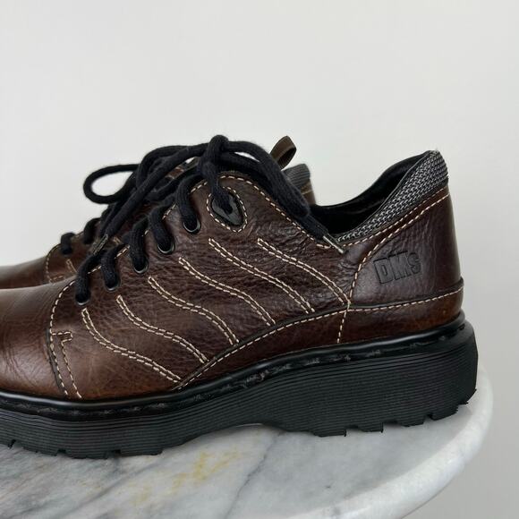 Vintage Dr Martens Brown Leather Chunky Lace Up Platform Shoes Made in England 9 main image 4